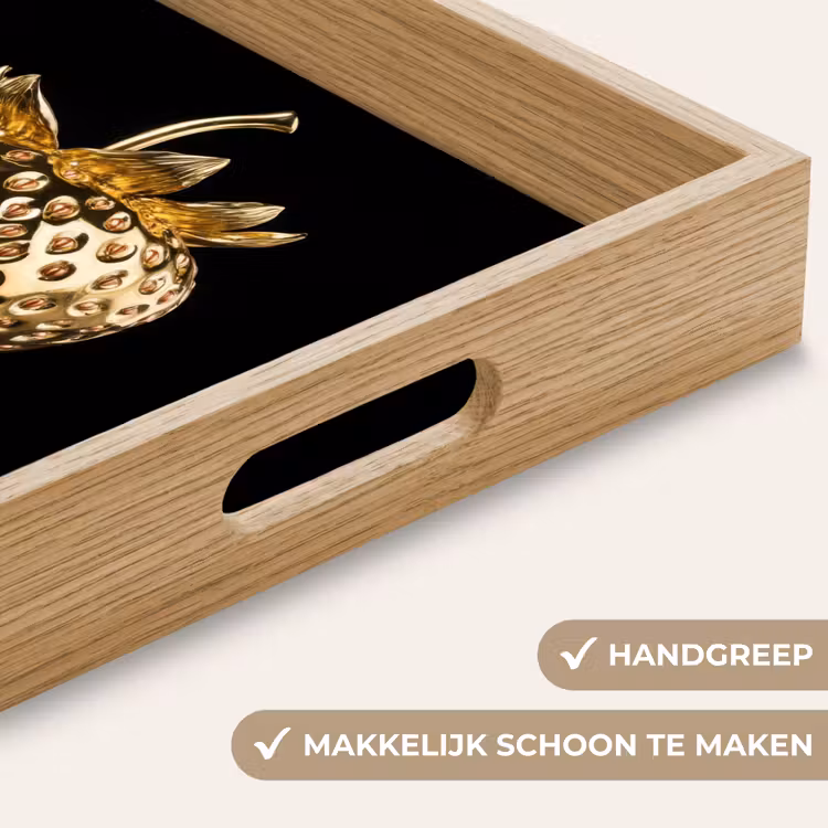 Aardbei - Goud - Zwart - Chrome Dienblad Rechthoek middel -USP_HandgreepNL