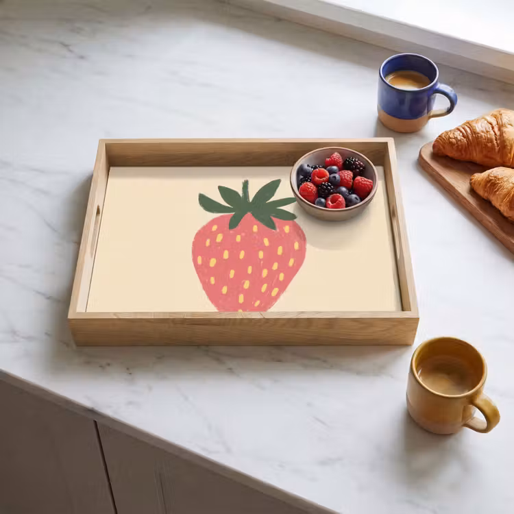 Aardbei - Minimalistisch - Rood - Fruit Dienblad Rechthoek middel -sfeer2
