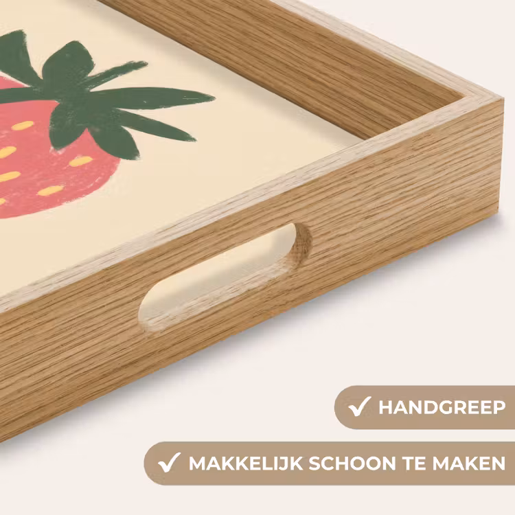 Aardbei - Minimalistisch - Rood - Fruit Dienblad Rechthoek middel -USP_HandgreepNL