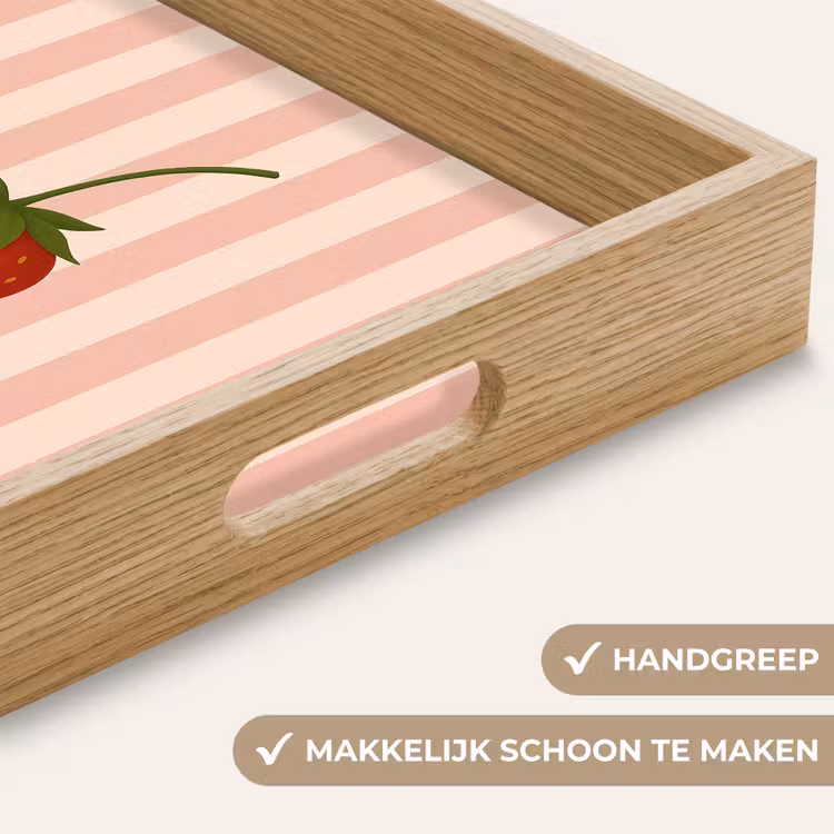 Aardbei - Strepen - Minimalistisch - Rood Dienblad Rechthoek middel -USP_HandgreepNL