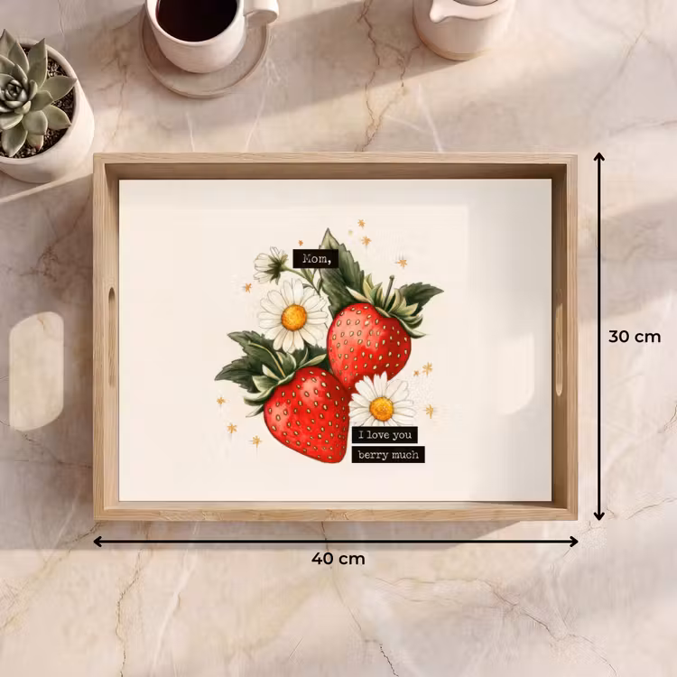 Aardbeien - Madeliefjes - Quote - Sterretjes Dienblad Rechthoek middel -USP_Formaat