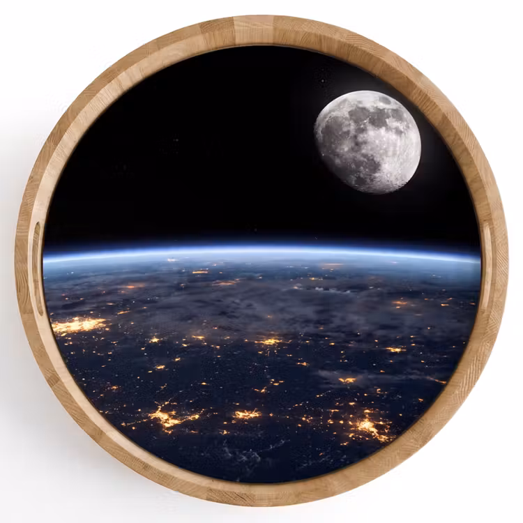Dienblad - Aarde - Nacht - Ruimte - Aarde - Nacht - Ruimte Dienblad Rond middel
