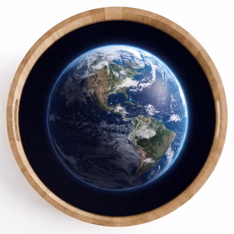 Dienblad - Aarde - Ruimte - Kosmos - Aarde - Ruimte - Kosmos Dienblad Rond middel
