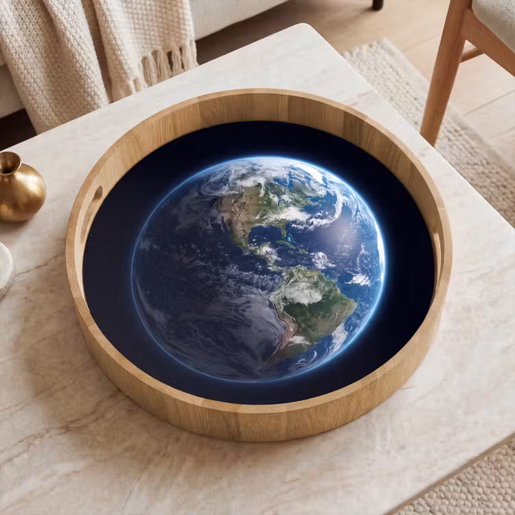 Dienblad - Aarde - Ruimte - Kosmos - Aarde - Ruimte - Kosmos Dienblad Rond middel