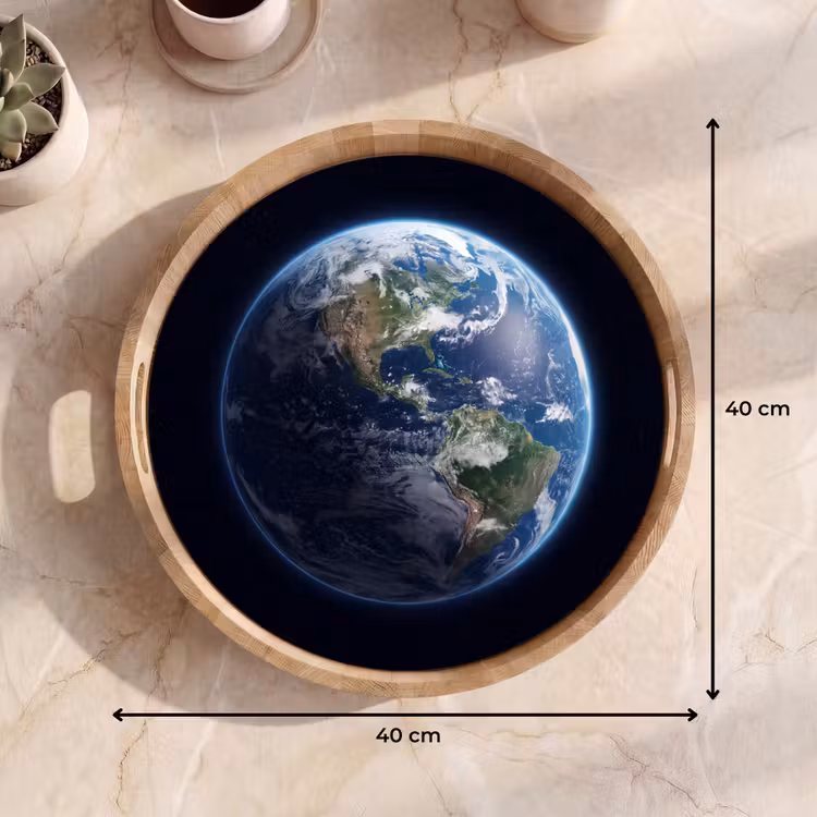 Dienblad - Aarde - Ruimte - Kosmos - Aarde - Ruimte - Kosmos Dienblad Rond middel
