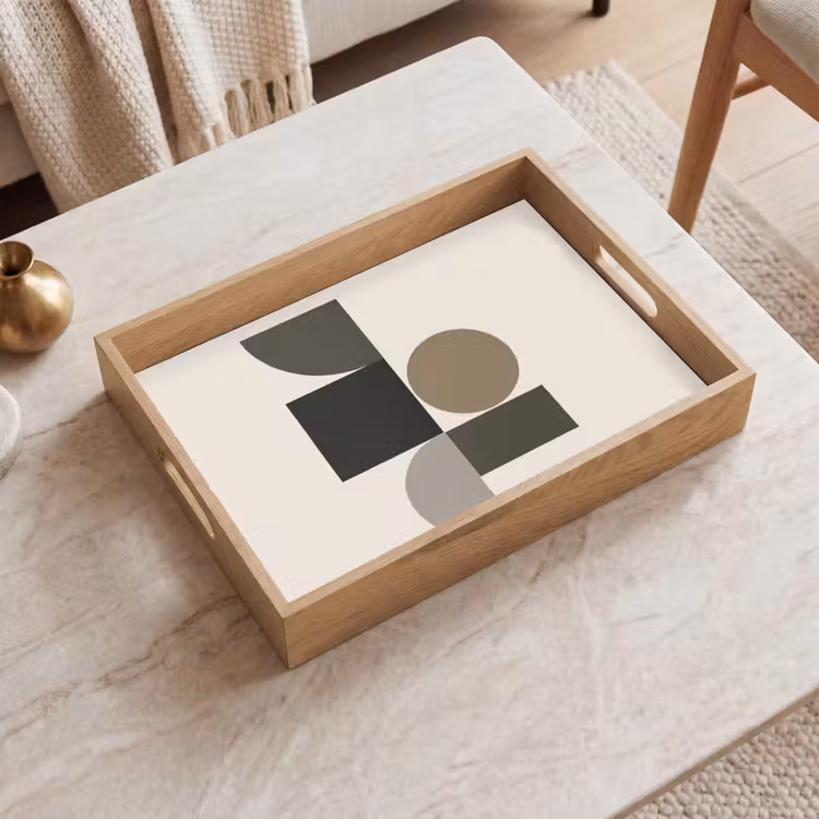 Aardetinten - Abstracte compositie - Eenvoudige vormen Dienblad Rechthoek middel -sfeer1