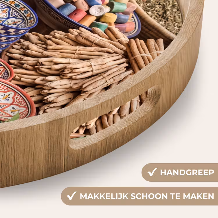 Dienblad - Aardewerk - Oosters - Kleurrijk - Aardewerk - Oosters - Kleurrijk Dienblad Rond middel