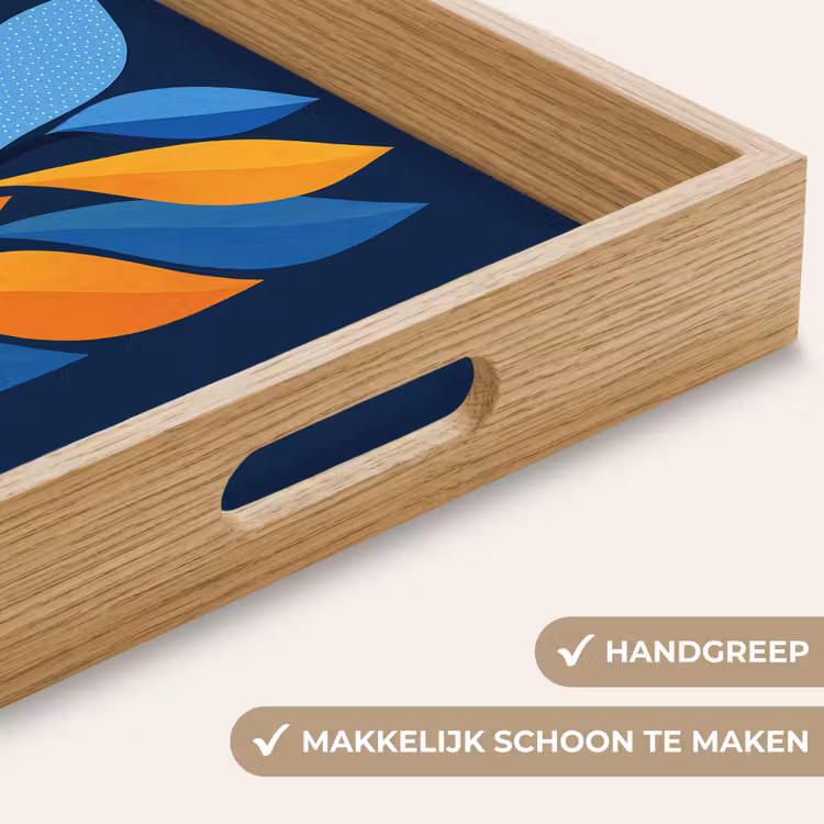 Abstract - Bladeren - Blauw Dienblad Rechthoek middel -USP_HandgreepNL