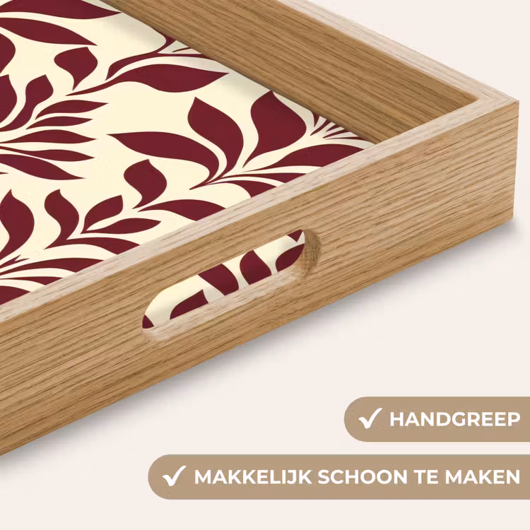 Abstract - Bladeren - Burgundy Dienblad Rechthoek middel 911 -USP_HandgreepNL