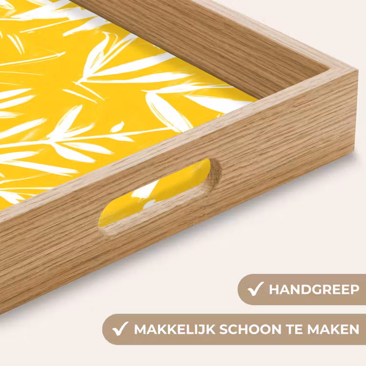 Abstract - Bladeren - Geel - Penseelstreken Dienblad Rechthoek middel -USP_HandgreepNL