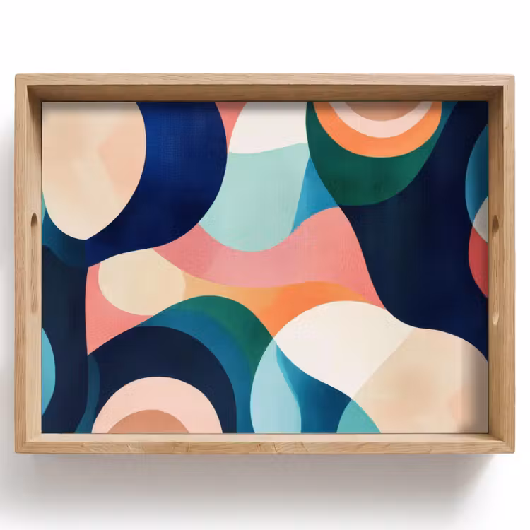 Abstract - Blauw - Roze Dienblad Rechthoek middel -z3d_shopping