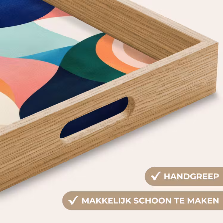 Abstract - Blauw - Roze Dienblad Rechthoek middel -USP_HandgreepNL
