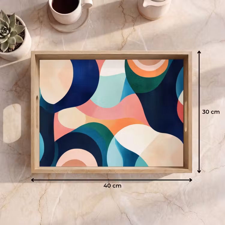 Abstract - Blauw - Roze Dienblad Rechthoek middel -USP_Formaat