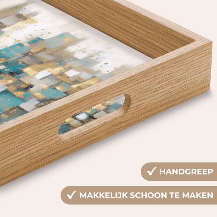 Abstract - Blokken - Goud - Skyline Dienblad Rechthoek middel -USP_HandgreepNL
