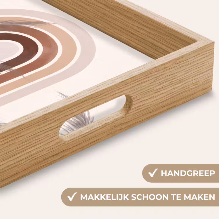 Abstract - Bogen - Plant - Boho - Beige Dienblad Rechthoek middel -USP_HandgreepNL