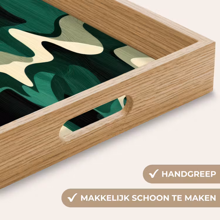 Abstract - Camouflage - Groen Dienblad Rechthoek middel -USP_HandgreepNL