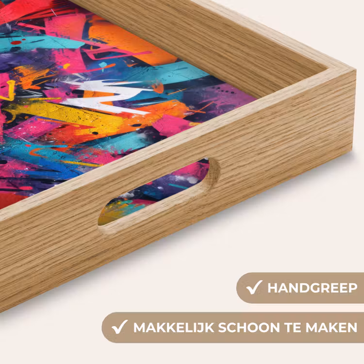 Abstract - Explosie - Neonkleuren Dienblad Rechthoek middel -USP_HandgreepNL