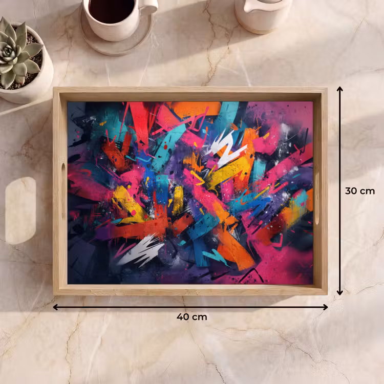 Abstract - Explosie - Neonkleuren Dienblad Rechthoek middel -USP_Formaat