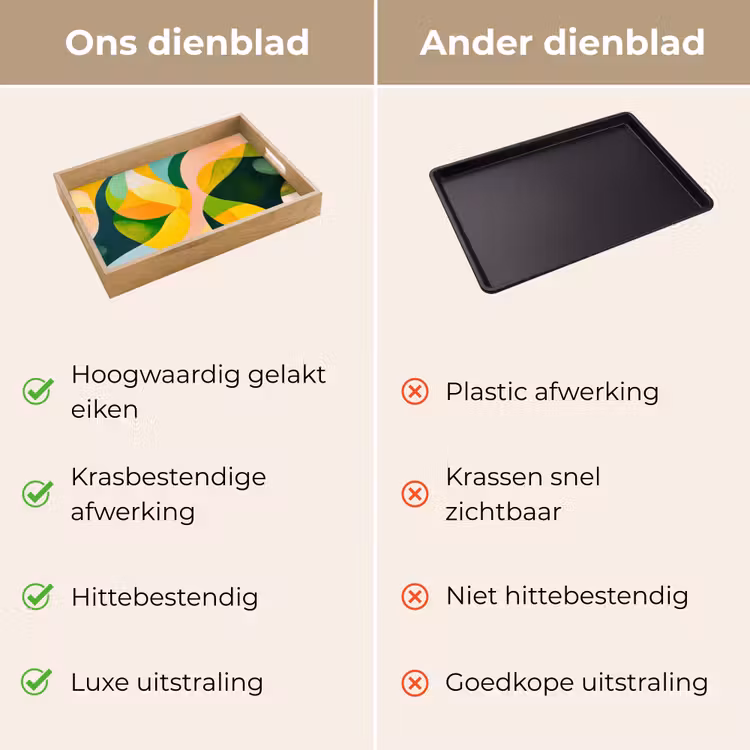 Abstract - Geel - Roze - Groen Dienblad Rechthoek middel -USP_VergelijkingNL