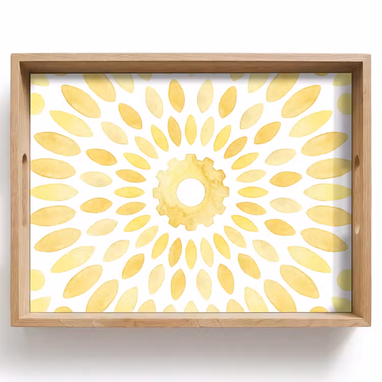 Abstract - Geometrisch - Stralend - Geel Dienblad Rechthoek middel -z3d_shopping