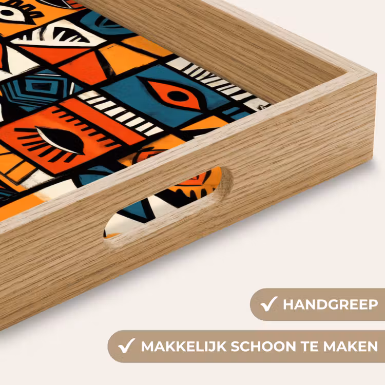 Abstract - Gezichten - Mozaïek Dienblad Rechthoek middel -USP_HandgreepNL