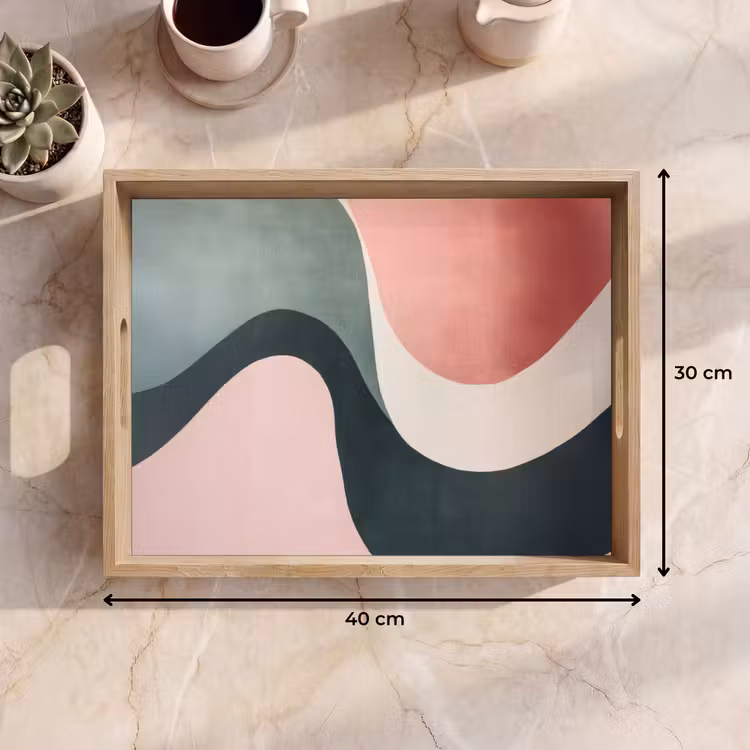 Abstract - Golven - Sierlijk - Roze Dienblad Rechthoek middel -USP_Formaat