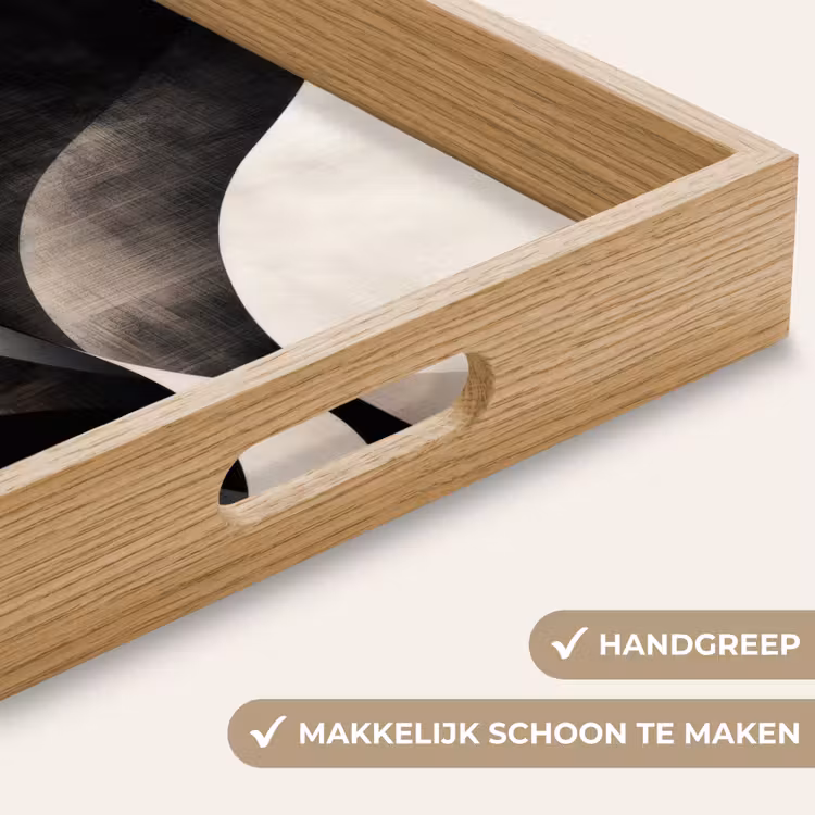 Abstract - Golven - Zwart - Verweerd Dienblad Rechthoek middel -USP_HandgreepNL