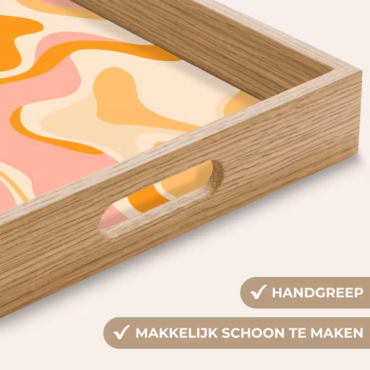 Abstract - Golvend - Oranje Dienblad Rechthoek middel -USP_HandgreepNL