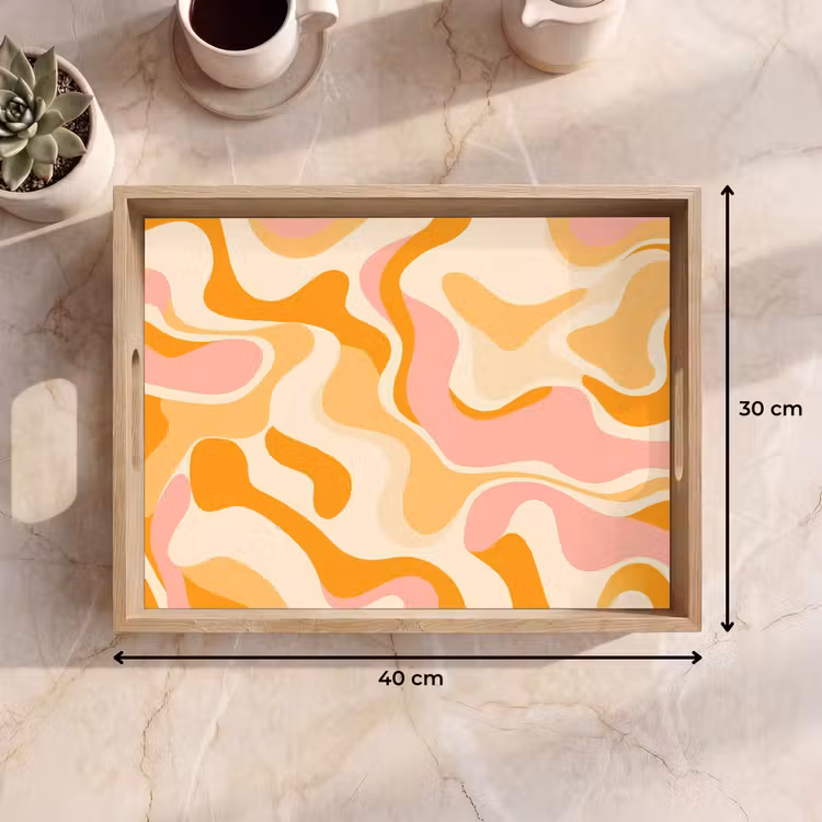 Abstract - Golvend - Oranje Dienblad Rechthoek middel -USP_Formaat