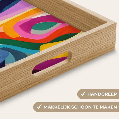 Abstract - Kleurrijk - Golven - Lijnen Dienblad Rechthoek middel -USP_HandgreepNL