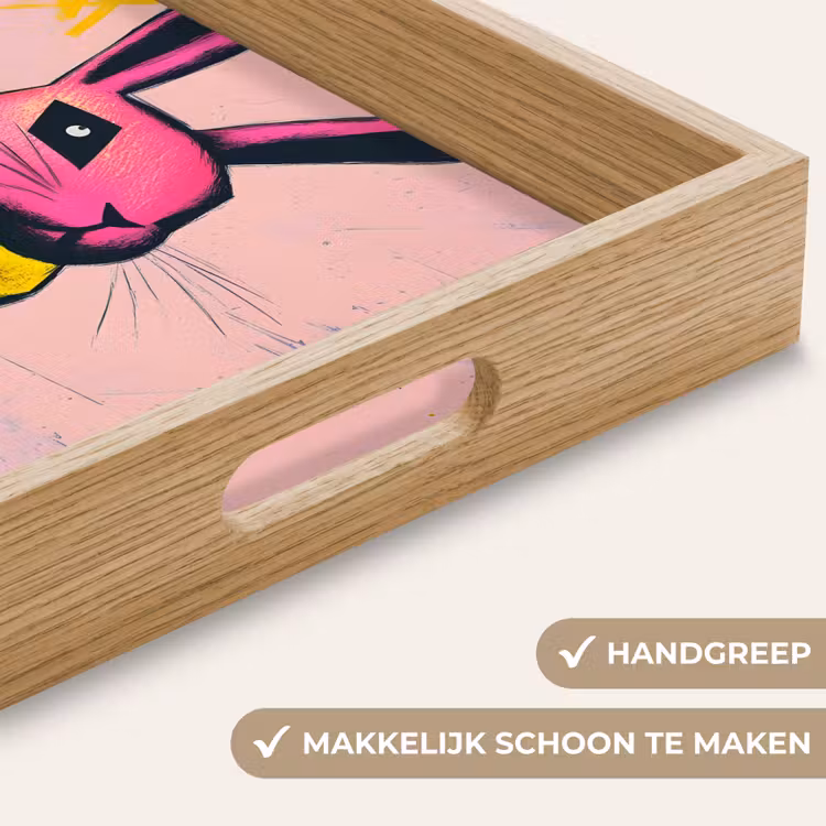 Abstract - Konijn - Sjaal - Geel Dienblad Rechthoek middel -USP_HandgreepNL