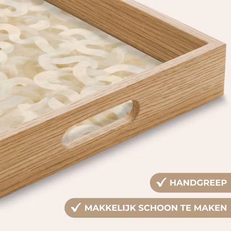 Abstract - Lijnen - Beige Dienblad Rechthoek middel 911 -USP_HandgreepNL