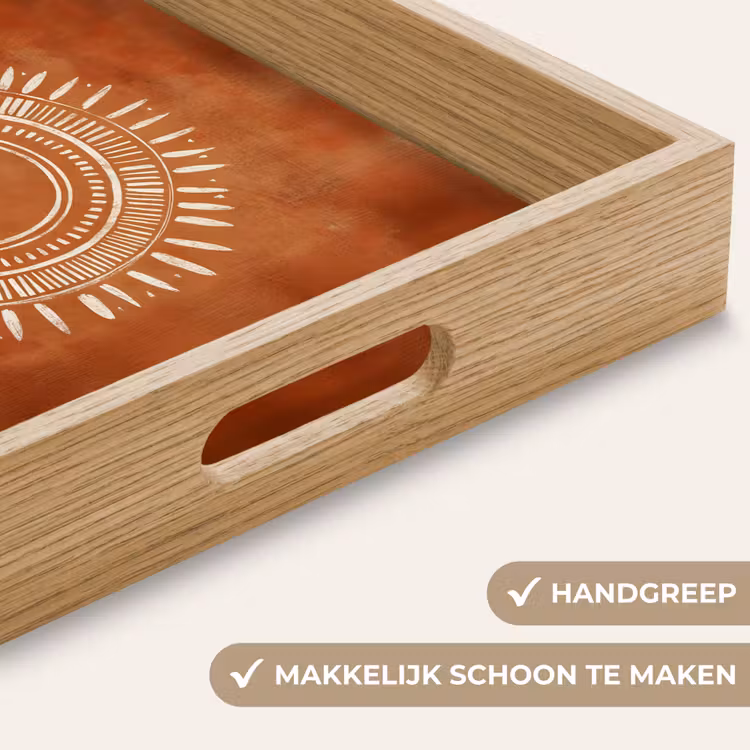 Abstract - Lijnen - Zonnestralen - Roodbruin Dienblad Rechthoek middel -USP_HandgreepNL