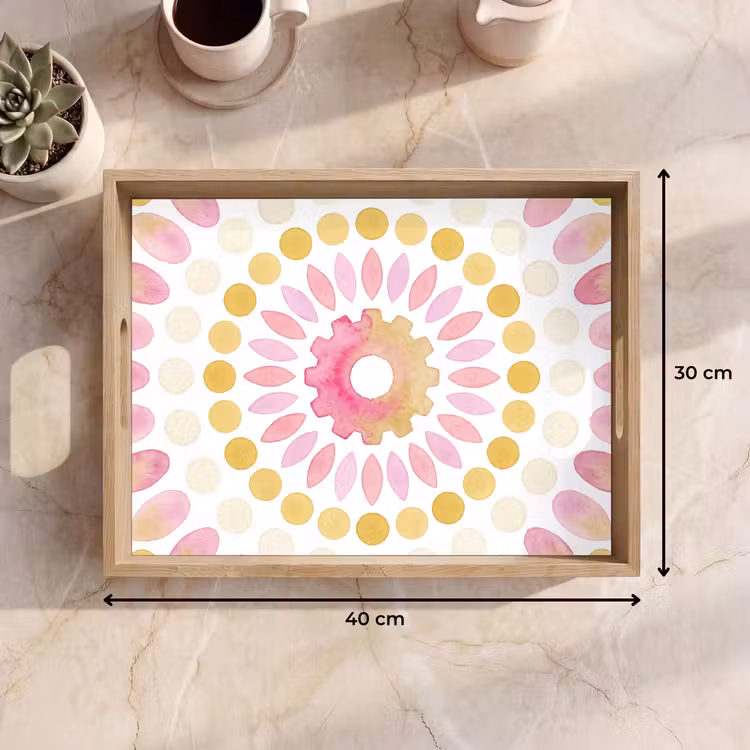 Abstract - Mandala - Kunst - Modern - Roze Dienblad Rechthoek middel -USP_Formaat