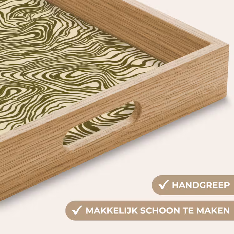 Abstract - Marmer - Groen Dienblad Rechthoek middel 911 -USP_HandgreepNL