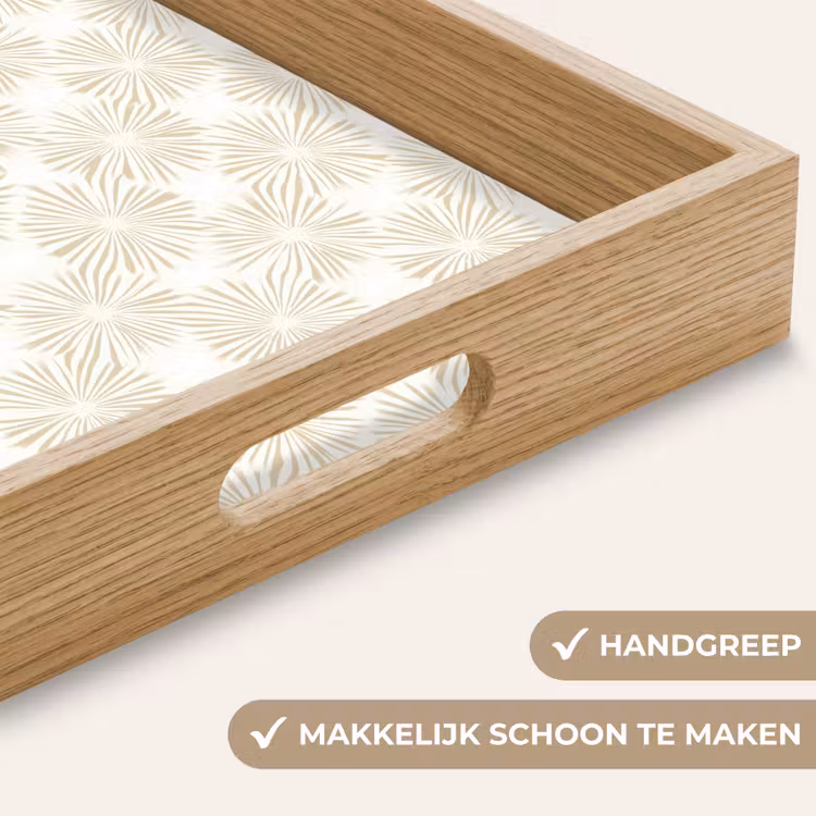 Abstract - Motief - Beige Dienblad Rechthoek middel 911 -USP_HandgreepNL