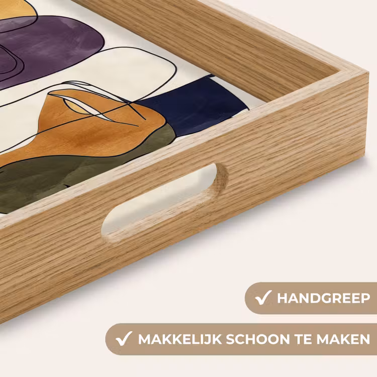 Abstract - Overlappende gezichten - Paars - Donkergroen Dienblad Rechthoek middel -USP_HandgreepNL