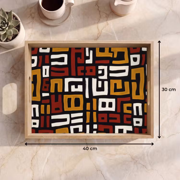 Abstract - Patroon - Rood Dienblad Rechthoek middel -USP_Formaat