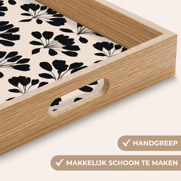 Abstract - Patroon - Zwart Dienblad Rechthoek middel 911 -USP_HandgreepNL