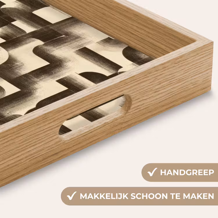 Abstract - Retro - Zwart Dienblad Rechthoek middel 911 -USP_HandgreepNL