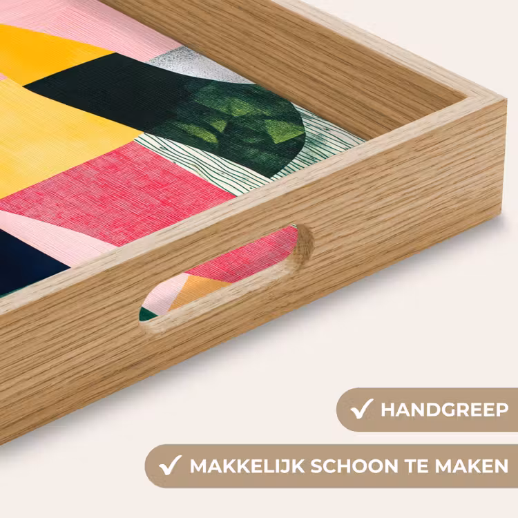 Abstract - Roze - Lappen - Vormen - Geel Dienblad Rechthoek middel -USP_HandgreepNL
