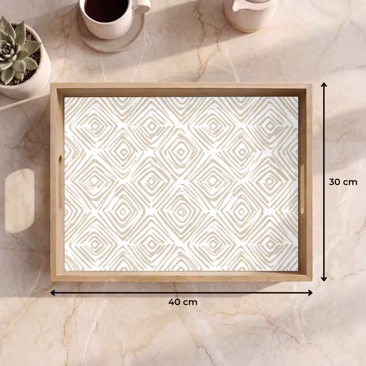 Abstract - Ruit - Beige Dienblad Rechthoek middel 911 -USP_Formaat
