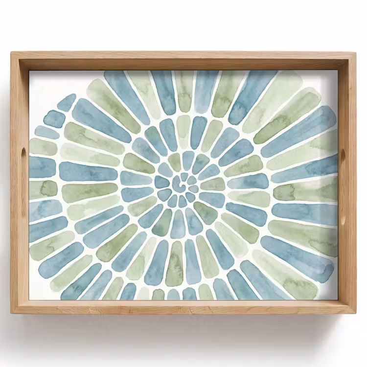 Abstract - Spiraal - Patroon - Modern - Blauw-Groen Dienblad Rechthoek middel -z3d_shopping
