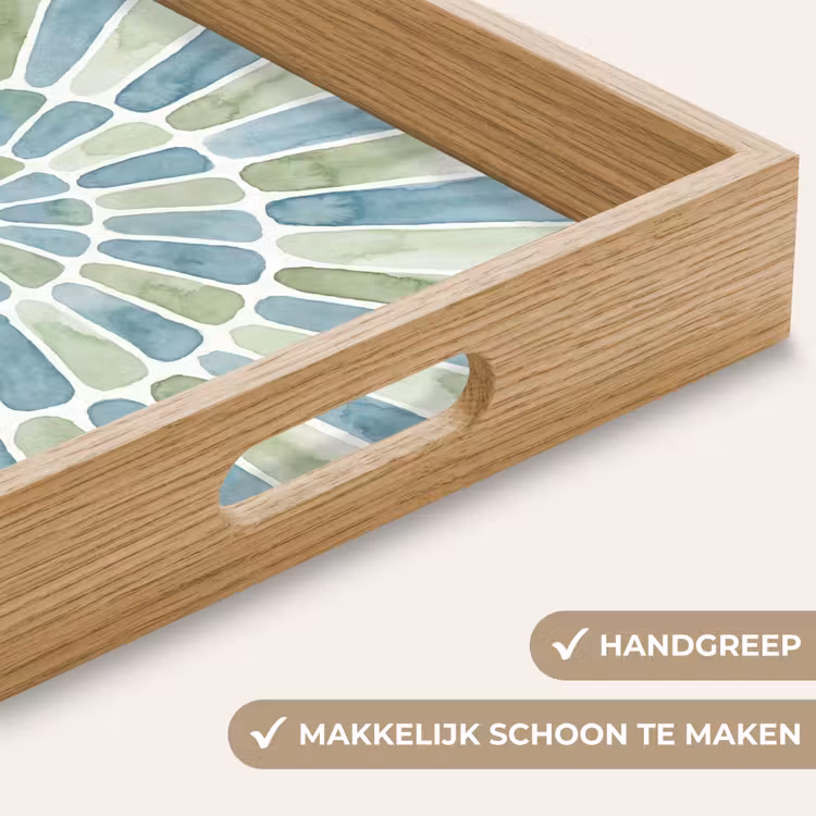 Abstract - Spiraal - Patroon - Modern - Blauw-Groen Dienblad Rechthoek middel -USP_HandgreepNL
