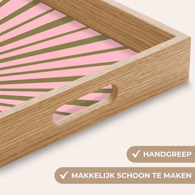 Abstract - Stralen - Grafisch - Roze - Groen Dienblad Rechthoek middel -USP_HandgreepNL