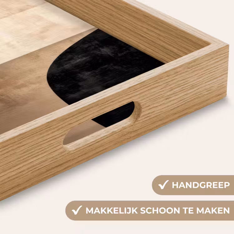 Abstract - Vlakken - Zwart - Rond Dienblad Rechthoek middel -USP_HandgreepNL