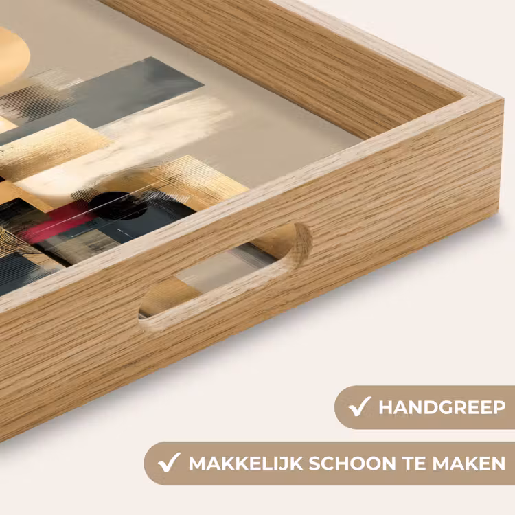 Abstract - Vormen - Beige - Texturen Dienblad Rechthoek middel -USP_HandgreepNL