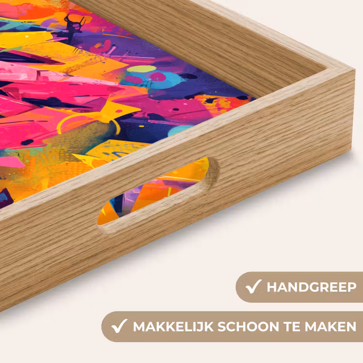 Abstract - Vormen - Kleurrijk Dienblad Rechthoek middel -USP_HandgreepNL