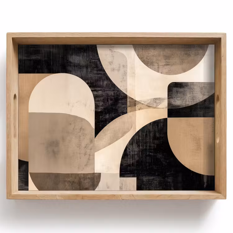 Abstract - Vormen - Modern - Beige Dienblad Rechthoek middel -z3d_shopping