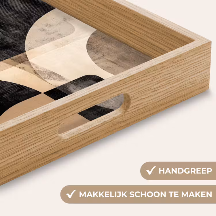 Abstract - Vormen - Modern - Beige Dienblad Rechthoek middel -USP_HandgreepNL